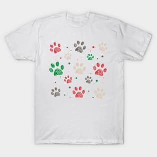 Trace doodle paw prints with stars T-Shirt